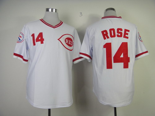 Cincinnati Reds #14 Pete Rose 1976 White Throwback Jersey