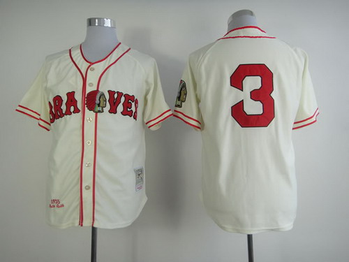 Atlanta Braves #3 Babe Ruth 1963 Cream Throwback Jersey