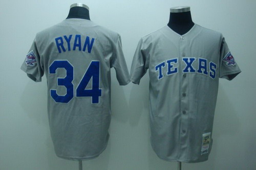 Texas Rangers #34 Nolan Ryan 1993 Gray Throwback Jersey