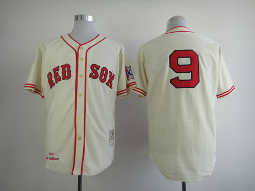 Boston Red Sox #9 Ted Williams 1939 Cream Throwabck Jersey