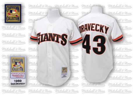 San Francisco Giants #43 Dave Dravecky 1989 White Throwback Jersey