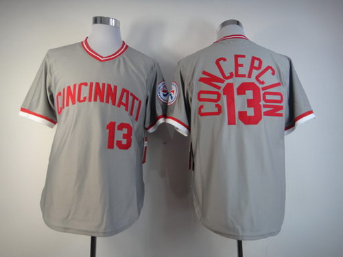 Cincinnati Reds #13 Dave Concepcion 1976 Gray Throwback Jersey