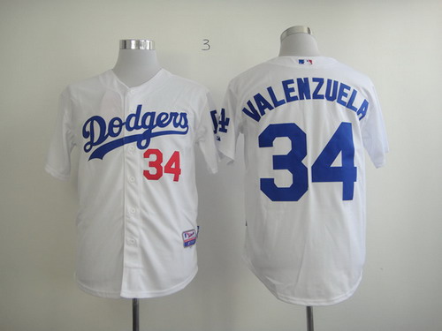 Los Angeles Dodgers #34 Fernando Valenzuela White Cool Base Jersey