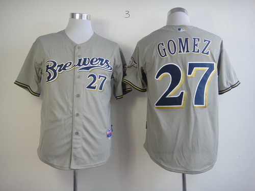 Milwaukee Brewers #27 Carlos Gomez Gray Jersey