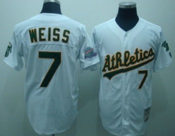 Oakland Athletics #7 Walt Weiss White Throwback Jersey