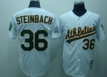 Oakland Athletics #36 Terry Steinbach White Throwback Jersey