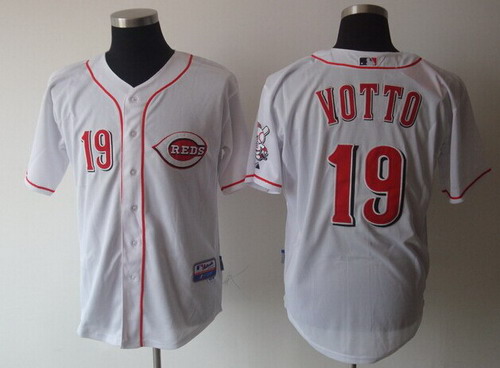 Cincinnati Reds #19 Joey Votto White Jersey