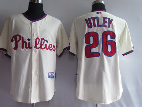 Philadelphia Phillies #26 Chase Utley Cream Jersey