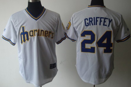 Seattle Mariners #24 Ken Griffey 1979 White Pullover Jersey