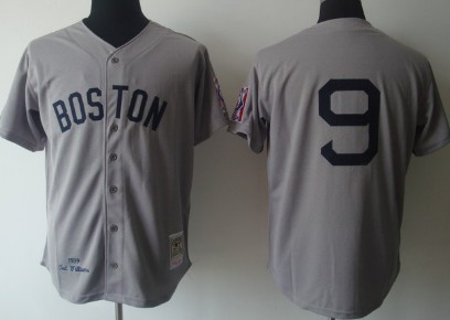 Boston Red Sox #9 Ted Williams 1939 Gray Wool Throwback Jersey