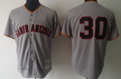 San Francisco Giants #30 Orlando Cepeda 1962 Gray Wool Throwback Jersey