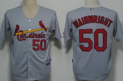 St. Louis Cardinals #50 Adam Wainwright Gray Jersey