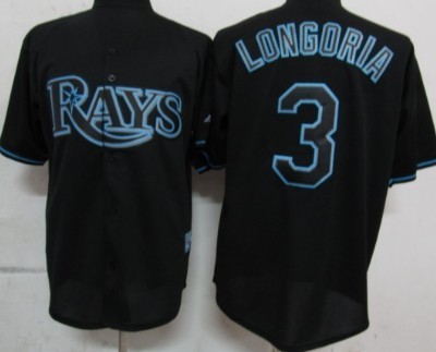 Tampa Bay Rays #3 Evan Longoria Black Fashion Jersey