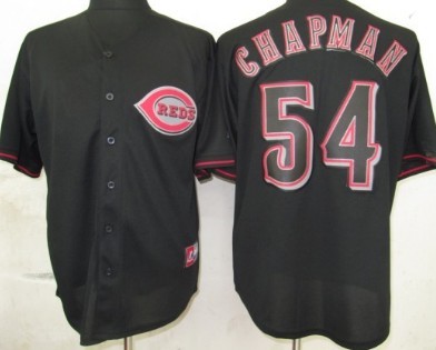 Cincinnati Reds #54 Aroldis Chapman Black Fashion Jersey