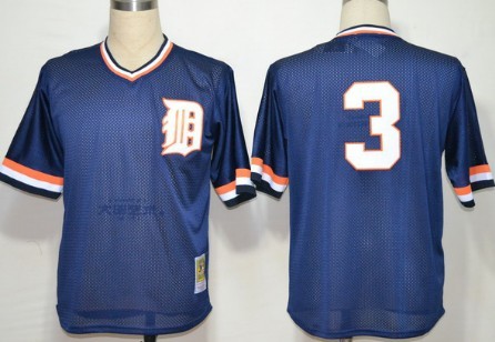 Detroit Tigers #3 Allan Trammell Mesh BP Navy Blue Throwback Jersey