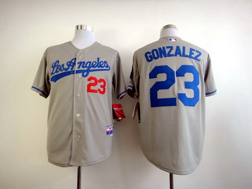 Los Angeles Dodgers #23 Adrian Gonzalez Gray Jersey