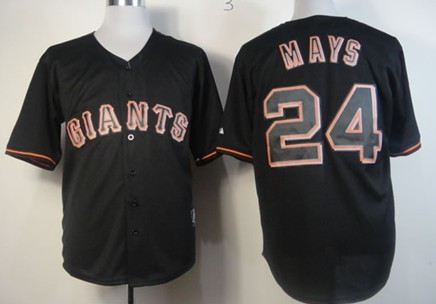 San Francisco Giants #24 Willie Mays Black Fashion Jersey