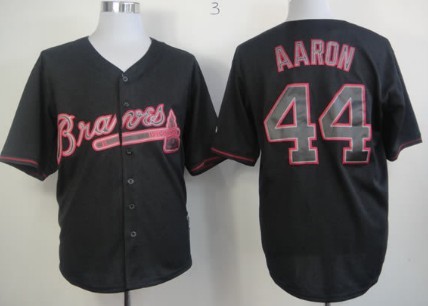 Atlanta Braves #44 Hank Aaron Black Fashion Jersey