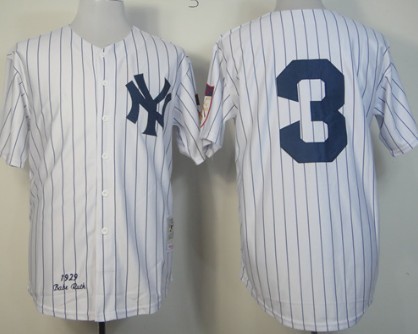 New York Yankees #3 Babe Ruth 1929 White Throwback Jersey