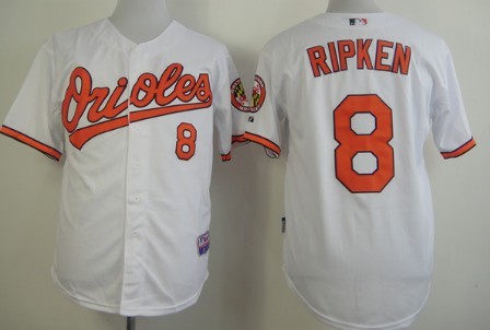 Baltimore Orioles #8 Cal Ripken White Cool Base Jersey