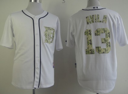 Detroit Tigers #13 Alex Avila White With Camo Jersey