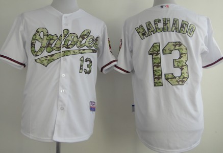 Baltimore Orioles #13 Manny Machado White With Camo Jersey