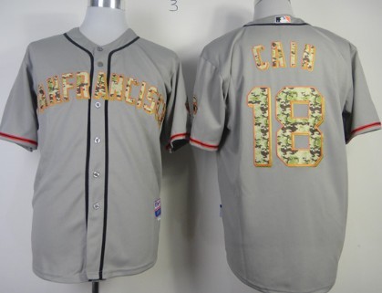 San Francisco Giants #18 Matt Cain Gray With Camo Jersey