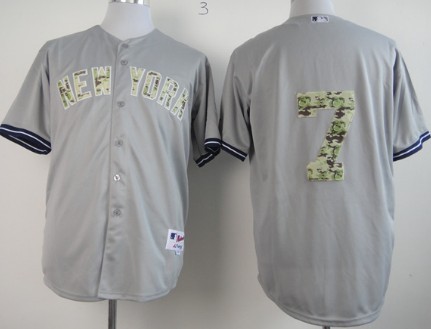 New York Yankees #7 Mickey Mantle Gray With Camo Jersey