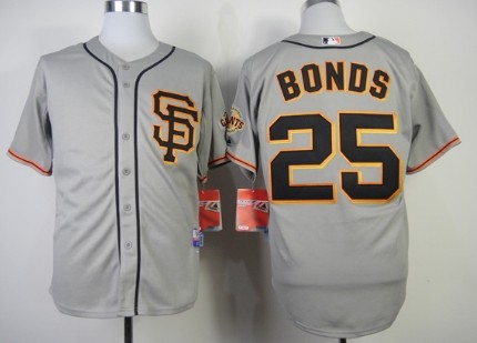 San Francisco Giants #25 Barry Bonds Gray SF Edition Cool Base Jersey