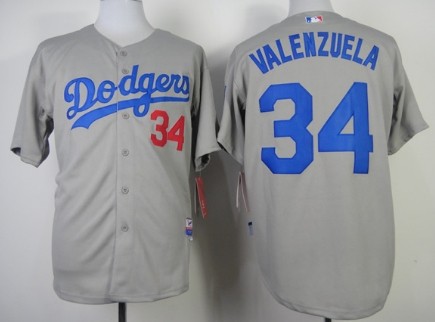 Los Angeles Dodgers #34 Fernando Valenzuela 2014 Gray Cool Base Jersey