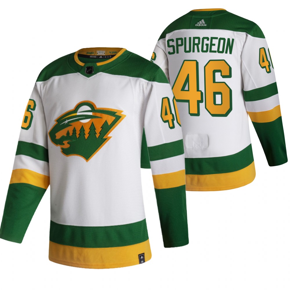 Minnesota Wild #46 Jared Spurgeon White Men's Adidas 2020-21 Reverse Retro Alternate NHL Jersey