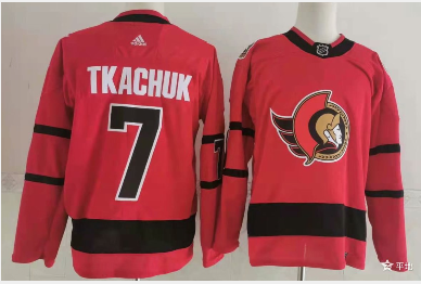 Ottawa Senators #7 Brady Tkachuk Red Men's Adidas 2020-21 Reverse Retro Alternate NHL Jersey