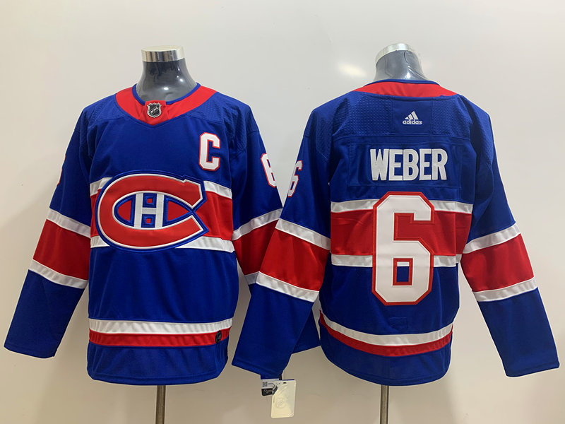 Men's Montreal Canadiens #6 Shea Weber Blue Adidas 2020-21 Alternate Authentic Player NHL Jersey