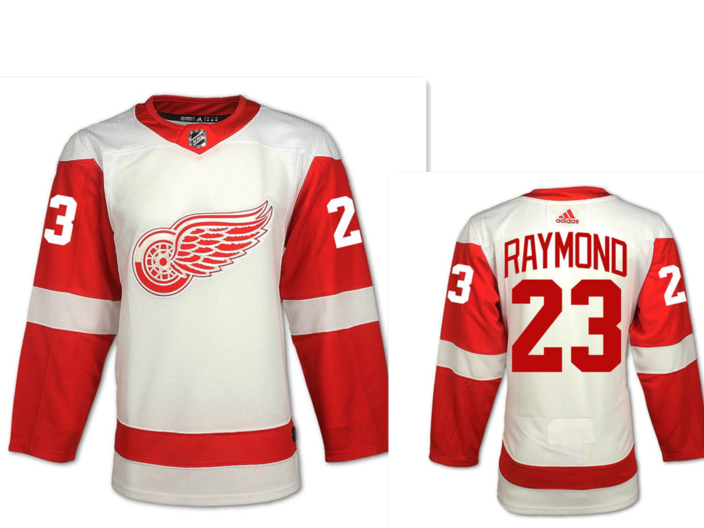 Men's Adidas Detroit Red Wings #23 Lucas Raymond White Road Authentic NHL Jersey