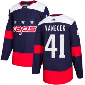 Men's Washington Capitals #41 Vitek Vanecek Adidas Authentic 2018 Stadium Series Jersey - Navy Blue