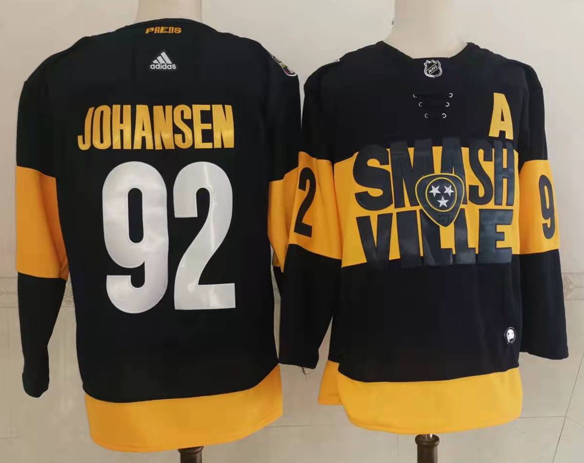 Men's Nashville Predators #92 Ryan Johansen Black 2022 Stadium Series adidas Stitched NHL Jersey