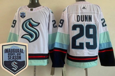 Men's Seattle Kraken #29 Vince Dunn White 2021-22 Season Inaugural Authentic Jersey