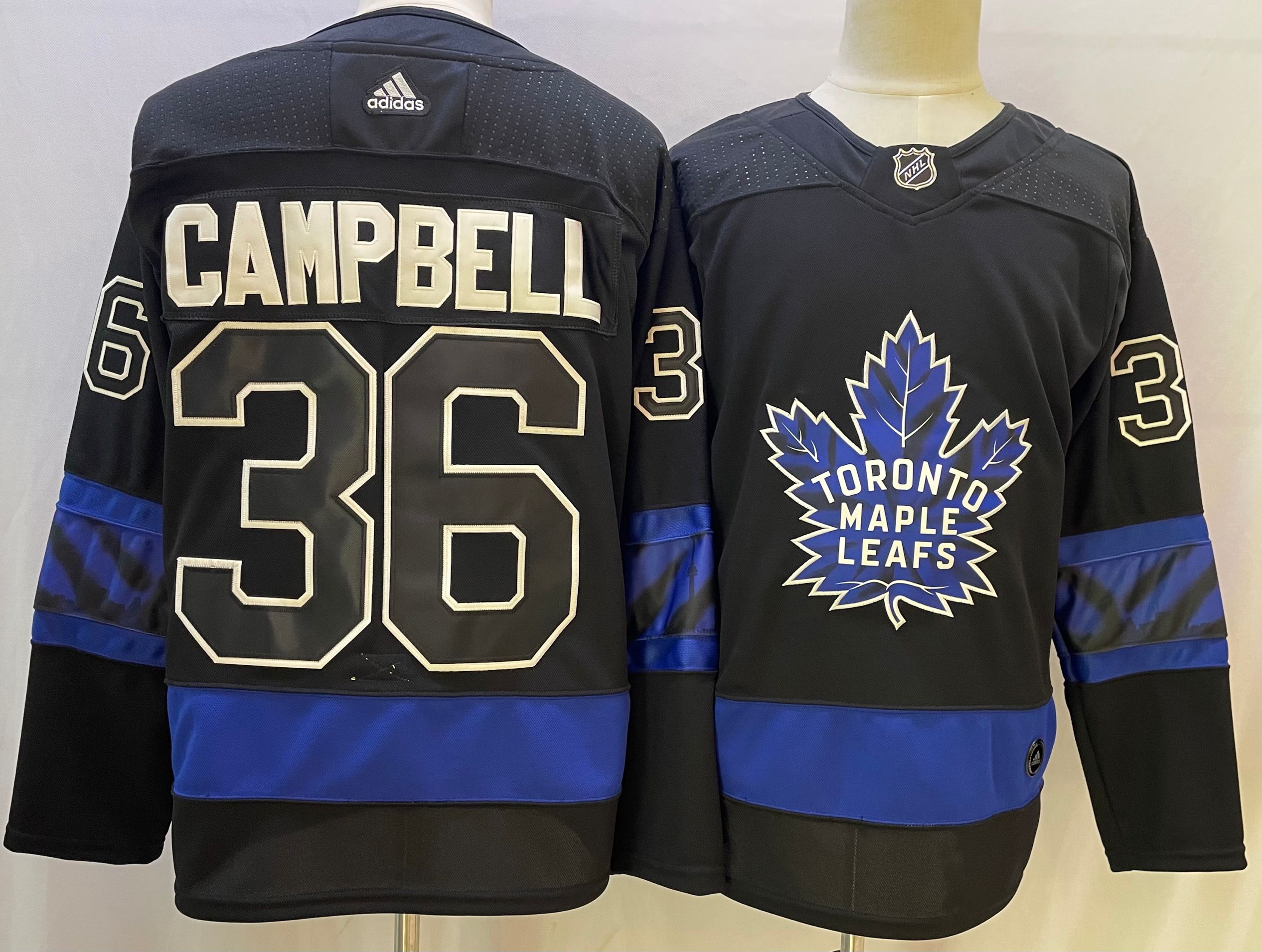 Men's Toronto Maple Leafs #36 Jack Campbell Black X Drew House Inside Out Stitched Jersey