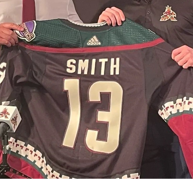 Men's Arizona Coyotes #13 Nathan Smith Throwback Kachina Black Jersey