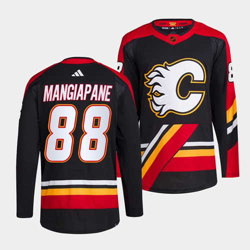 Men's Calgary Flames #88 Andrew Mangiapane Black 2022-23 Reverse Retro Stitched Jersey