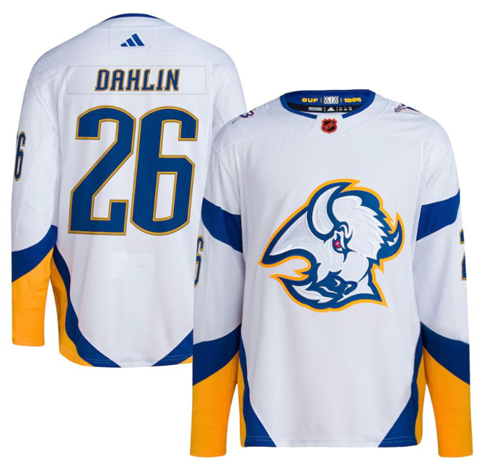 Men's Buffalo Sabres #26 Rasmus Dahlin White 2022-23 Reverse Retro Stitched Jersey