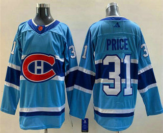 Men's Montreal Canadiens #31 Carey Price Blue 2022 Reverse Retro Stitched Jersey