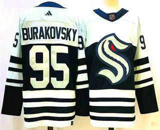 Men's Seattle Kraken #95 Andre Burakovsky Blue 2022 Reverse Retro Stitched Jersey