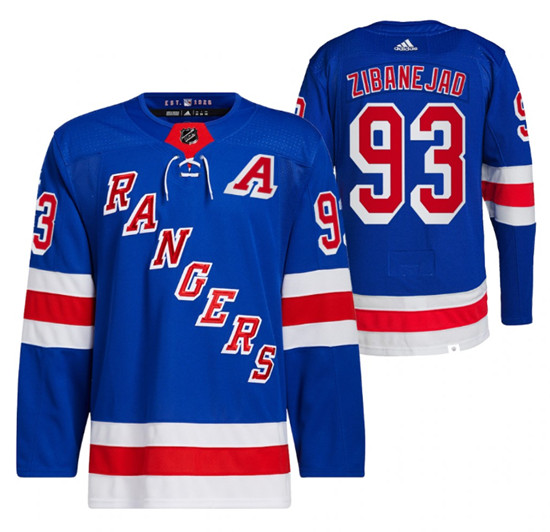 Men's New York Rangers #93 Mika Zibanejad Blue Stitched Jersey