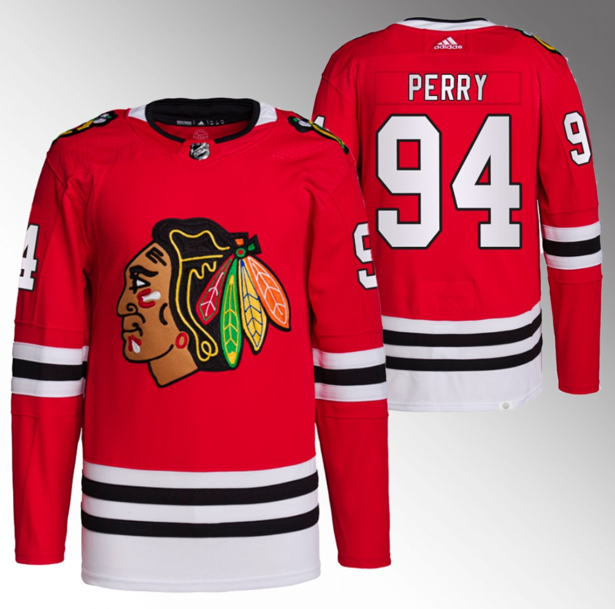 Men's Chicago Blackhawks #94 Corey Perry Red Stitched Hockey Jersey