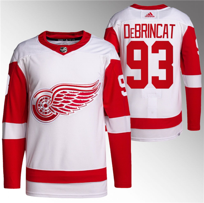 Men's Detroit Red Wings #93 Alex DeBrincat White Stitched Jersey