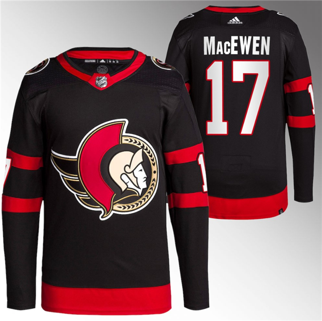 Men's Ottawa Senators #17 Zack MacEwen Black Premier Breakaway Stitched Jersey