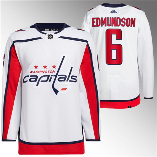 Men's Washington Capitals #6 Joel Edmundson White Stitched Jersey