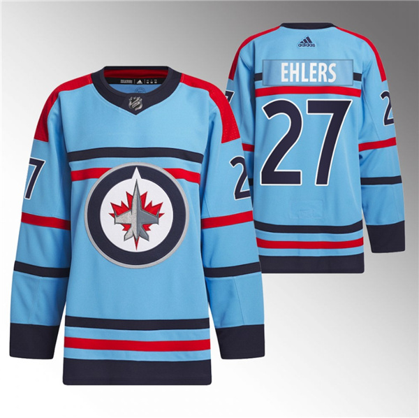 Men's Winnipeg Jets #27 Nikolaj Ehlers Light Blue Anniversary Primegreen Stitched Jersey