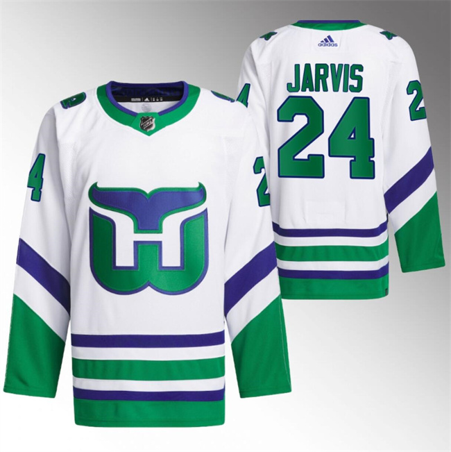 Men's Carolina Hurricanes #24 Seth Jarvis White Stitched Jersey